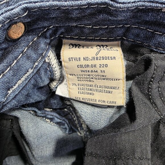 Miss Me Jeans Womens 27 Blue Mid Rise Easy Skinny Embellished Raw Hem *Cut off* - Picture 6 of 10
